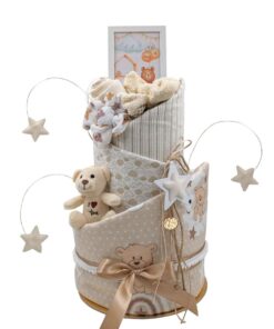 Diaper cake καφέ αρκουδάκι