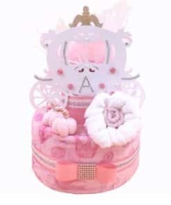 Diaper cake άμαξα με αρχικό γράμμα της επιλογής σας (ή χωρίς)