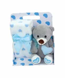 Σετ δώρου για νεογέννητο αρκουδάκι με πετσέτα μπλε