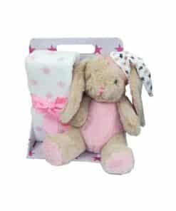 Σετ δώρου για νεογέννητο κουνελάκι με πετσέτα ροζ