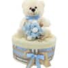 Diaper cake εκρού αρκουδάκι με θέμα σιελ burberry