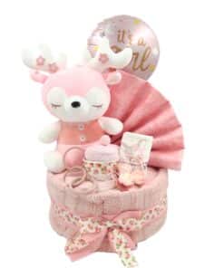 Diaper cake ροζ ελαφάκι