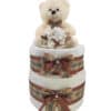 Diaper cake εκρού αρκουδάκι με θέμα burberry