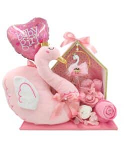 Δωροσύνθεση κύκνος χωρίς πάνες (diaper cake)