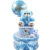 Diaper cake σιέλ αρκουδάκι με μπαλόνι